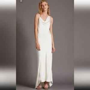 Halston Asymmetric White Gown